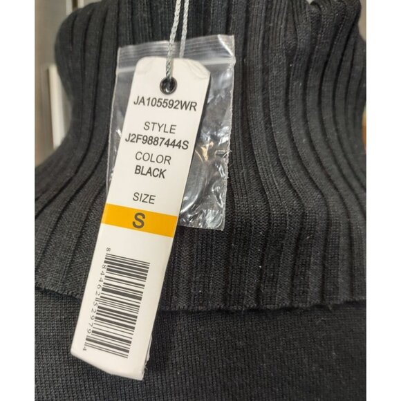 Joseph A Sweater Cape Black Ribbed Turtleneck Scalloped Pullover Womens Small - Picture 2 of 10